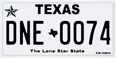 TX license plate DNE0074