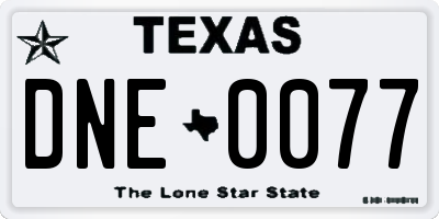 TX license plate DNE0077