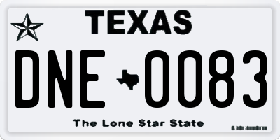 TX license plate DNE0083
