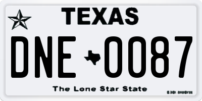 TX license plate DNE0087