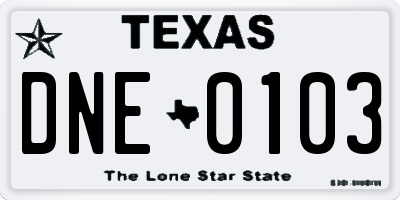 TX license plate DNE0103