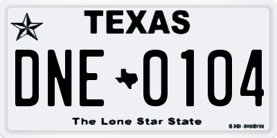 TX license plate DNE0104