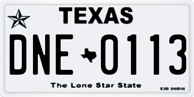 TX license plate DNE0113