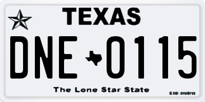 TX license plate DNE0115