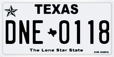 TX license plate DNE0118
