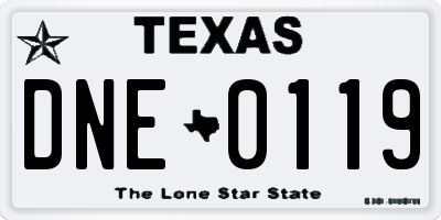 TX license plate DNE0119