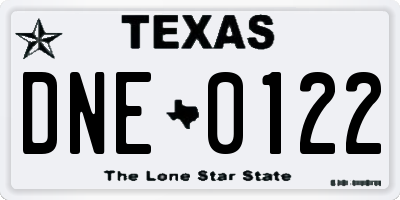 TX license plate DNE0122