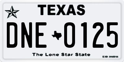 TX license plate DNE0125