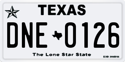 TX license plate DNE0126
