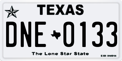 TX license plate DNE0133
