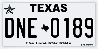 TX license plate DNE0189