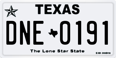 TX license plate DNE0191