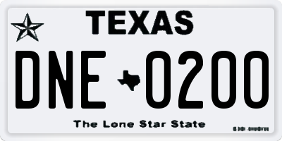 TX license plate DNE0200