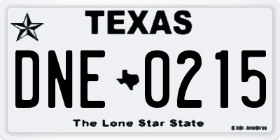 TX license plate DNE0215