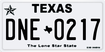 TX license plate DNE0217