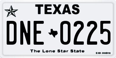 TX license plate DNE0225