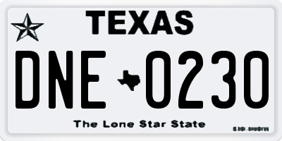 TX license plate DNE0230