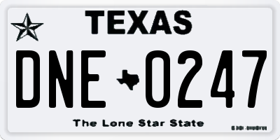 TX license plate DNE0247