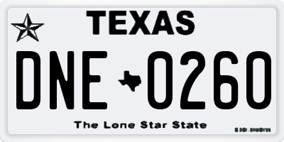 TX license plate DNE0260