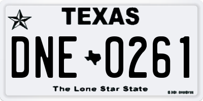 TX license plate DNE0261
