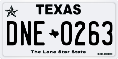 TX license plate DNE0263