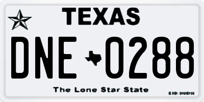 TX license plate DNE0288