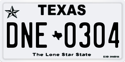 TX license plate DNE0304