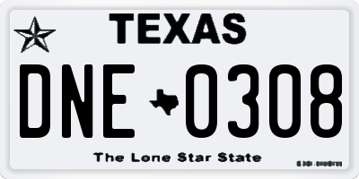 TX license plate DNE0308