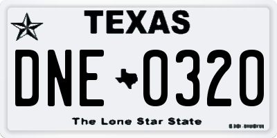 TX license plate DNE0320