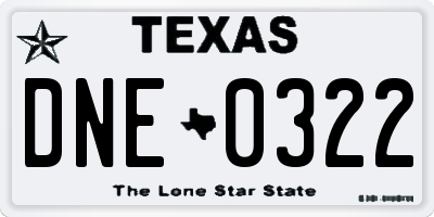 TX license plate DNE0322