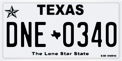 TX license plate DNE0340