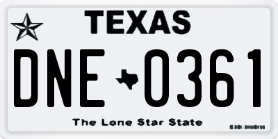TX license plate DNE0361