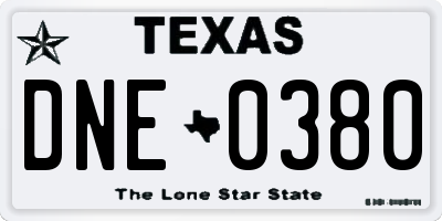 TX license plate DNE0380