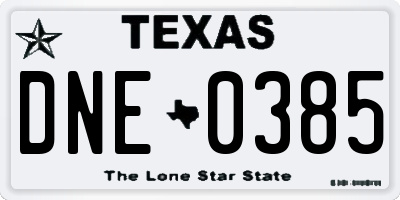 TX license plate DNE0385