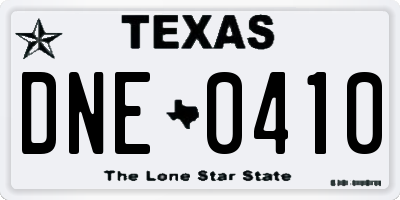 TX license plate DNE0410
