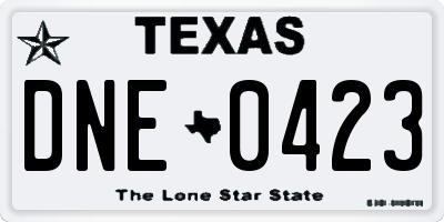 TX license plate DNE0423