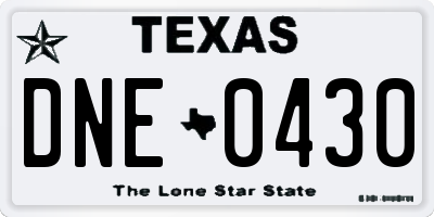 TX license plate DNE0430
