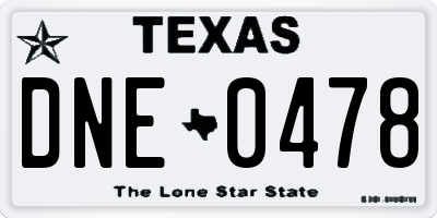 TX license plate DNE0478