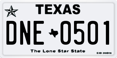 TX license plate DNE0501