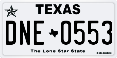 TX license plate DNE0553