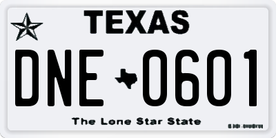 TX license plate DNE0601