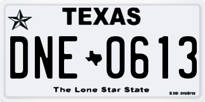 TX license plate DNE0613