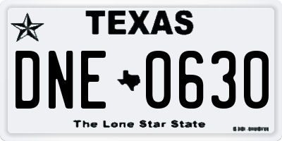 TX license plate DNE0630