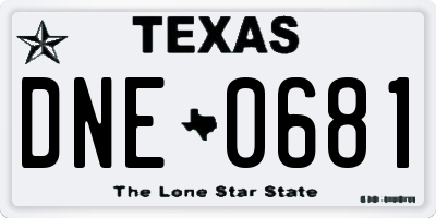 TX license plate DNE0681