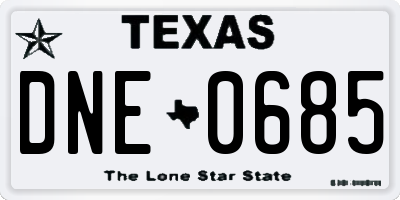 TX license plate DNE0685