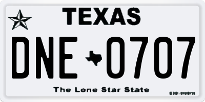 TX license plate DNE0707