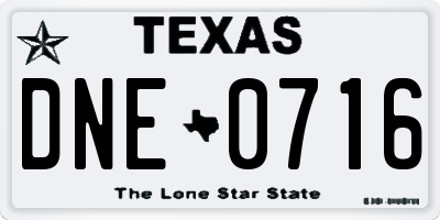 TX license plate DNE0716