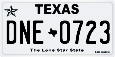 TX license plate DNE0723