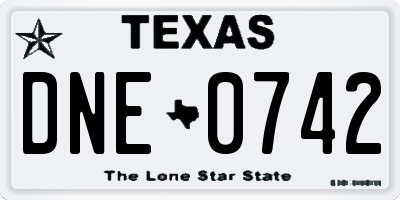 TX license plate DNE0742