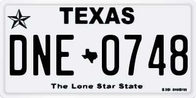 TX license plate DNE0748